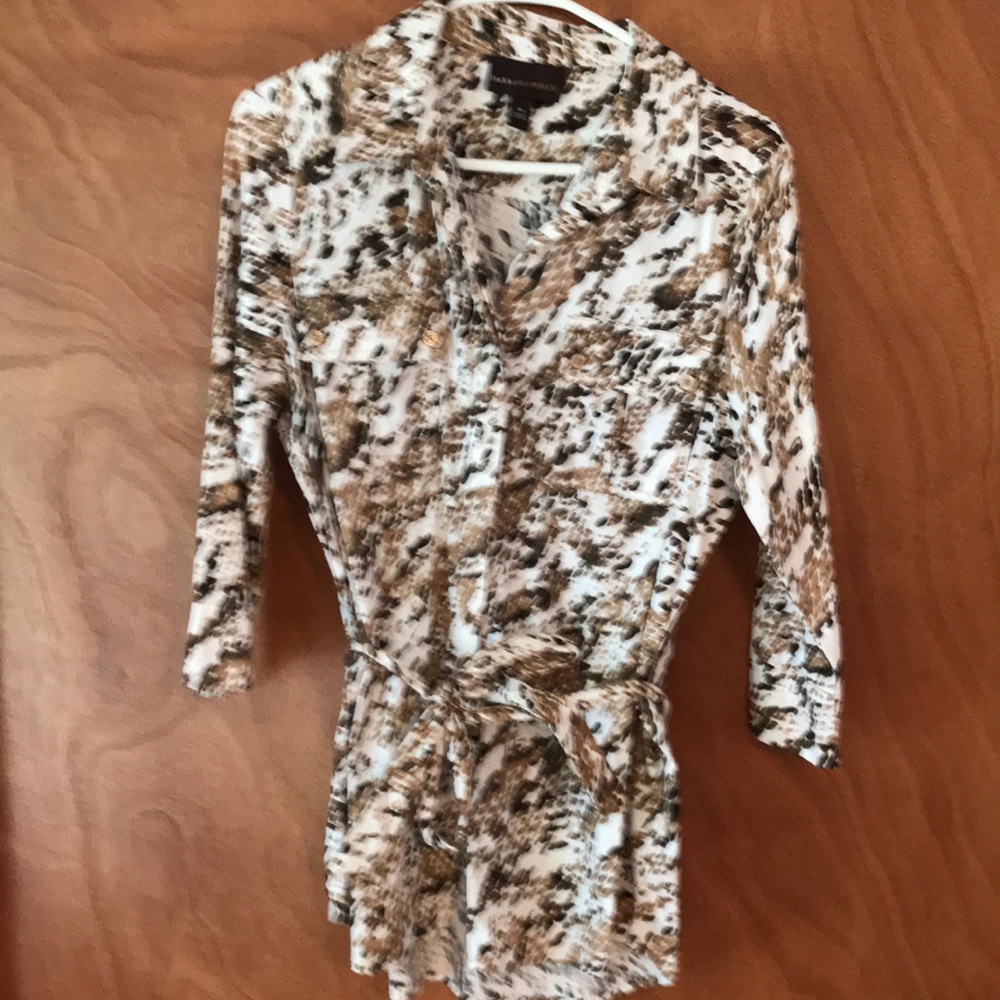 Snake print 3/4 sleeve optional belt feature
